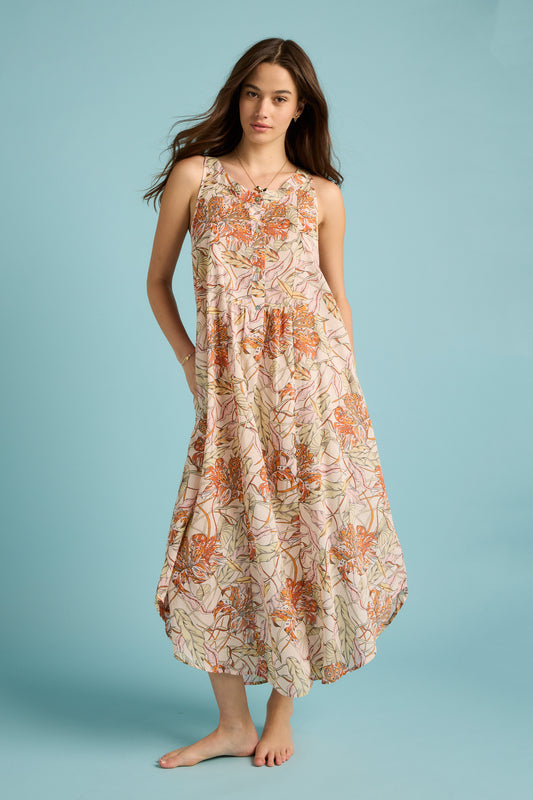 Lilies Panel Front Maxi Nightie Lilly Pink