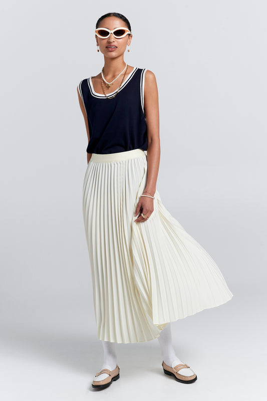 Sunray Pleated Skirt Cream