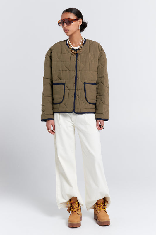 Quilted Drift Jacket Khaki/Navy