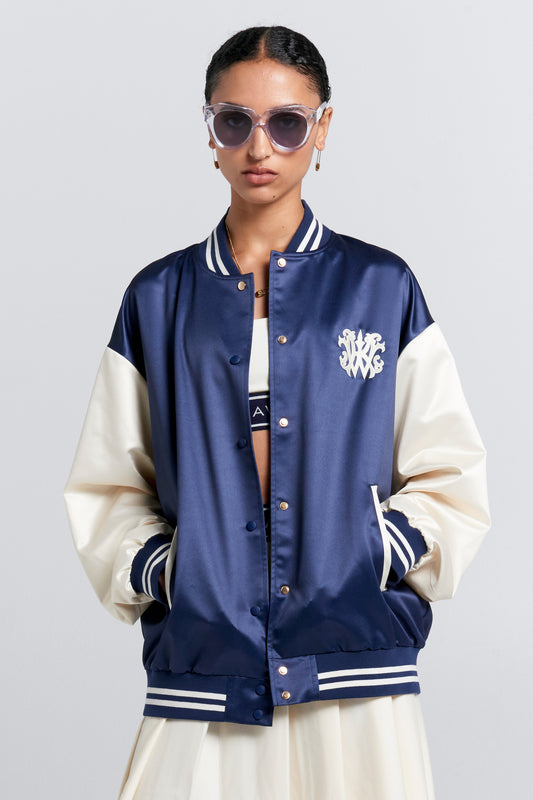 Runaway Varsity Jacket Navy/Cream