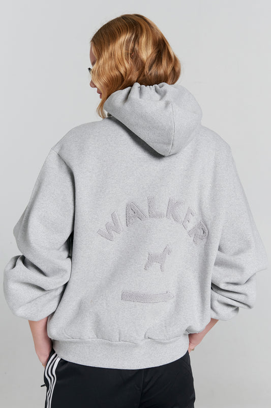 Walker Cropped Oversized Hoodie Grey Marle