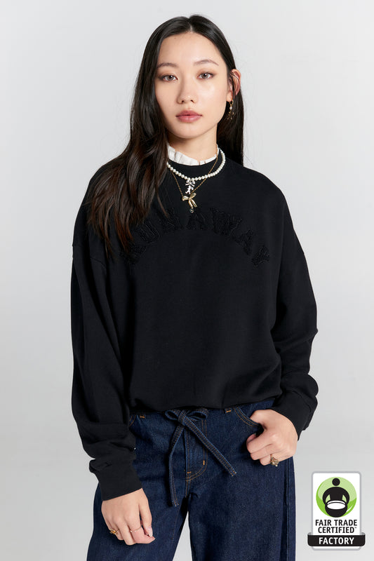 Runaway College Organic Cotton Crewneck Sweatshirt Black