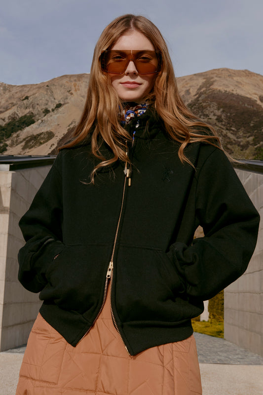 Runaway Scrawl Cropped Oversized Hoodie Black