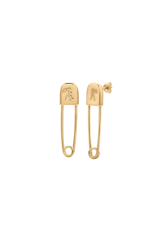 Runaway Safety Pin Studs Gold-Plated