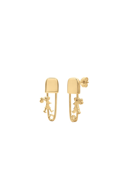 Mini Runaway Safety Pin Studs Gold-Plated