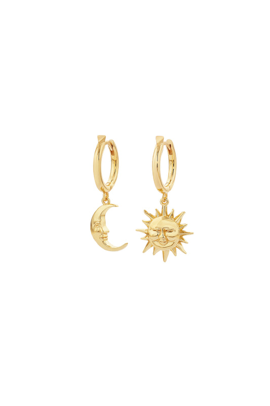 Sun & Moon Hoops Gold-Plated