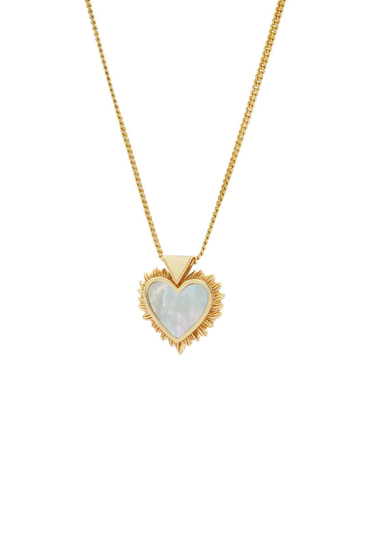 Flaming Mother-of-Pearl Heart Necklace Gold-Plated